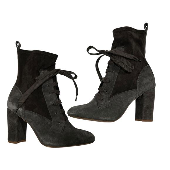 NEW Splendid Hacken Black Suede Leather Mid-Calf Lace-Up Boots - Picture 3 of 8